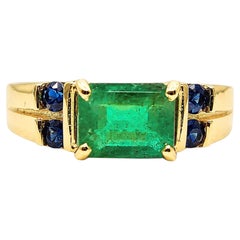 1.10 Ct Emerald Cut Zambian Emerald Band 14K Gold Emerald Band Unisex Band