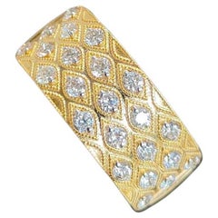 Bague de mariage unisexe en or jaune 14 carats avec diamants ronds brillants F/VS1 de 1,10 carat
