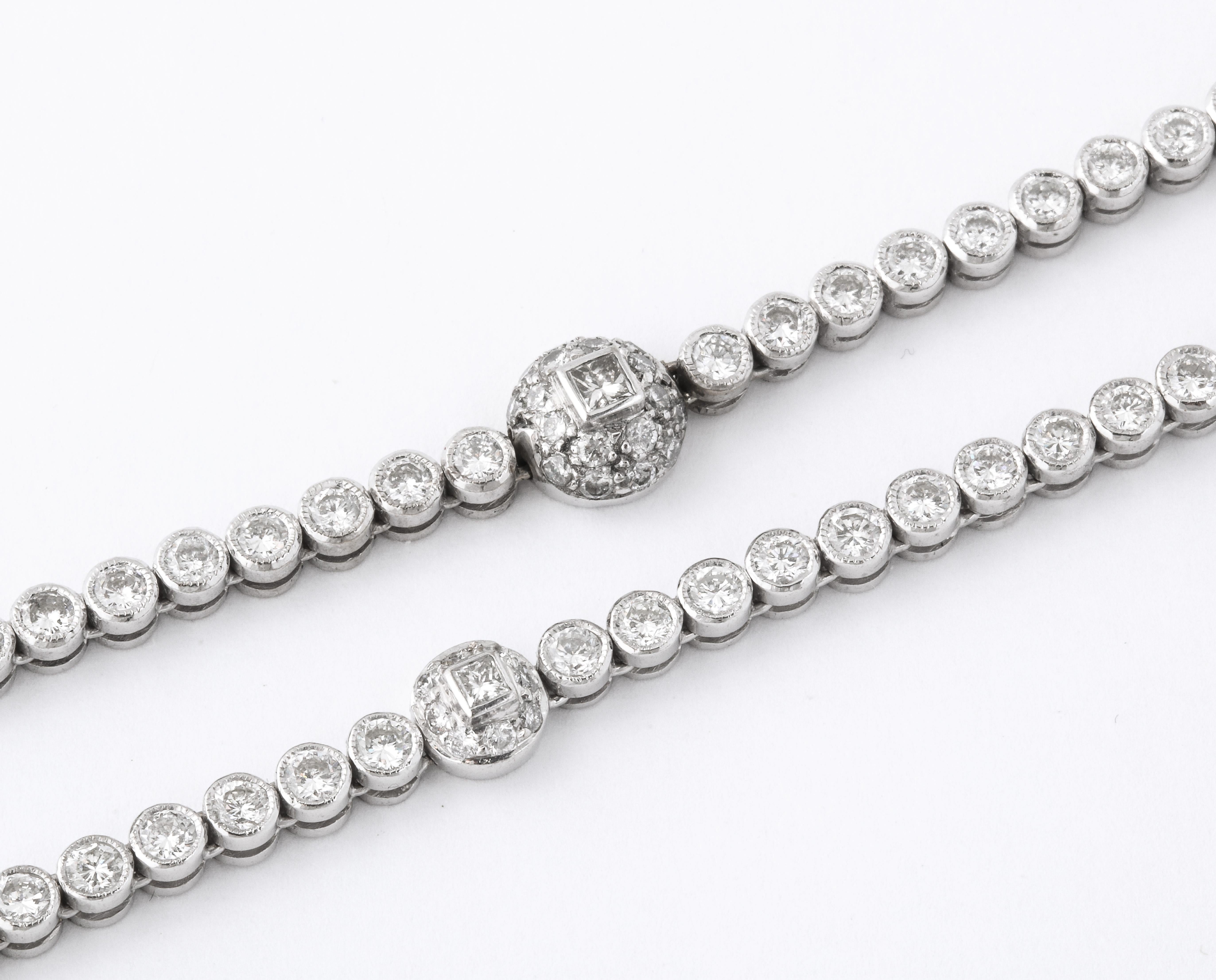 1Diamond Riviere White Gold Necklace With Pave