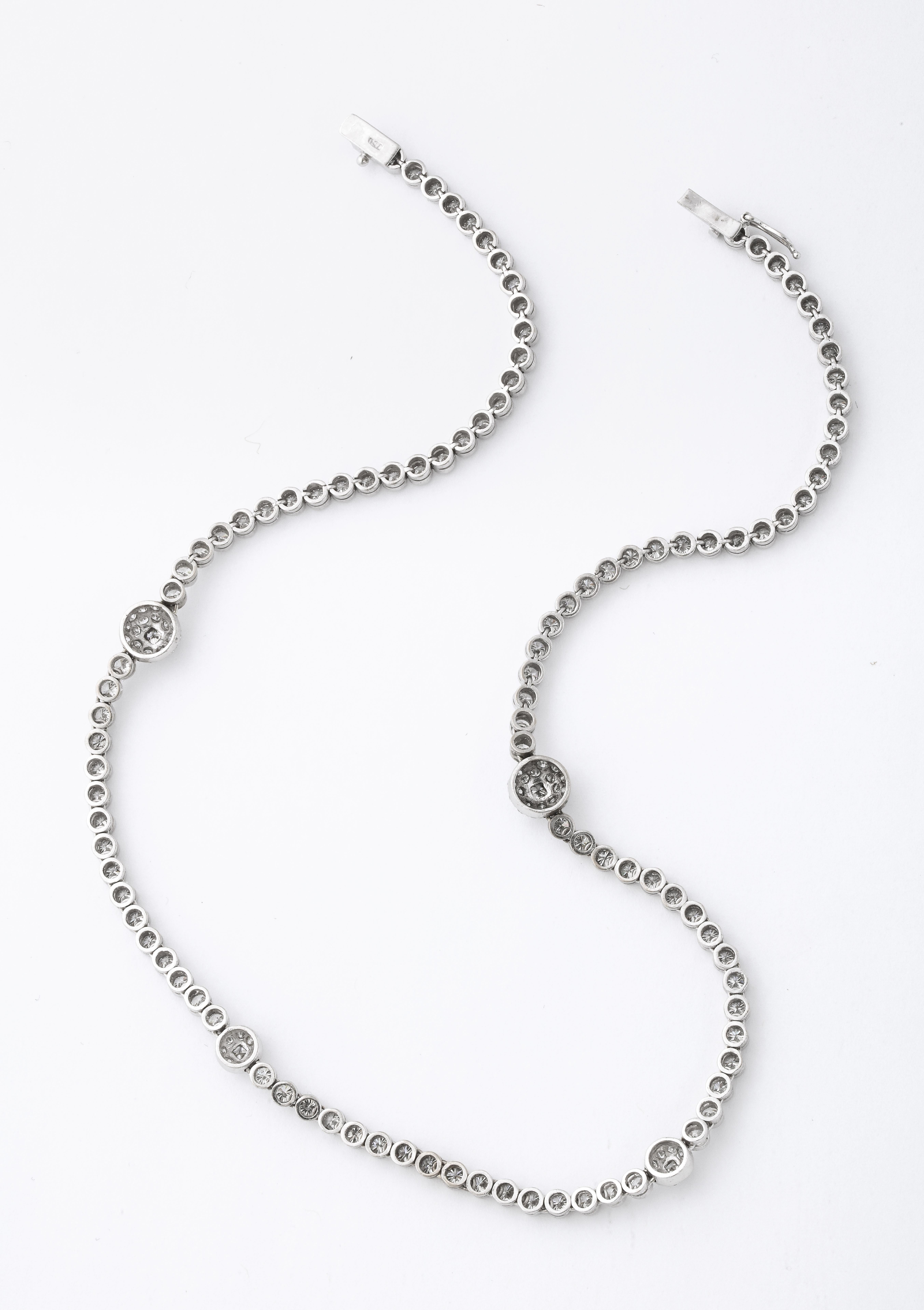 1Diamond Riviere White Gold Necklace With Pave
