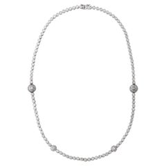 Retro 1Diamond Riviere White Gold Necklace With Pave" Diamond  Clusters 