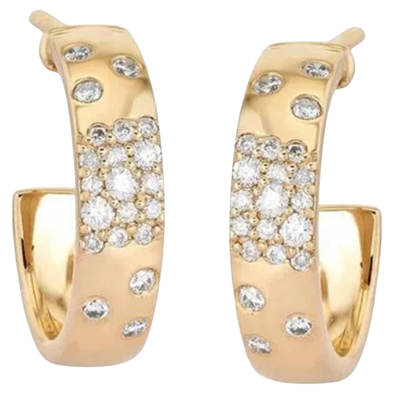 0.27ct Diamond Galaxy 14K Yellow Gold Hoop Earrings For Sale