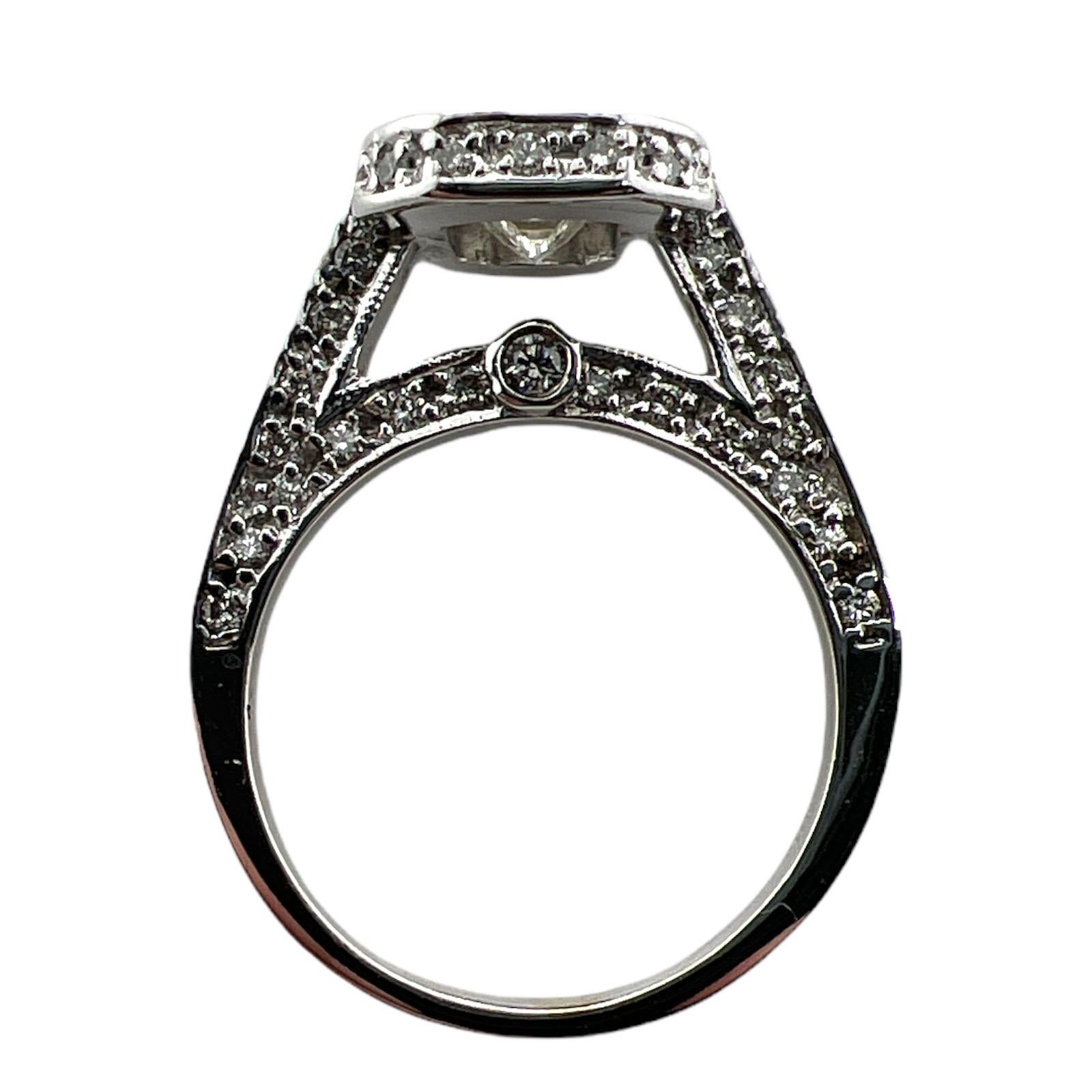 1.10 Emerald Cut Diamond Halo 14K White Gold Engagement Ring GIA I/VS1  Modern 1