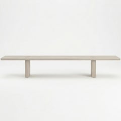 110" Extra Long Minimalist Designer Bench In White Pigmented Oak Finish