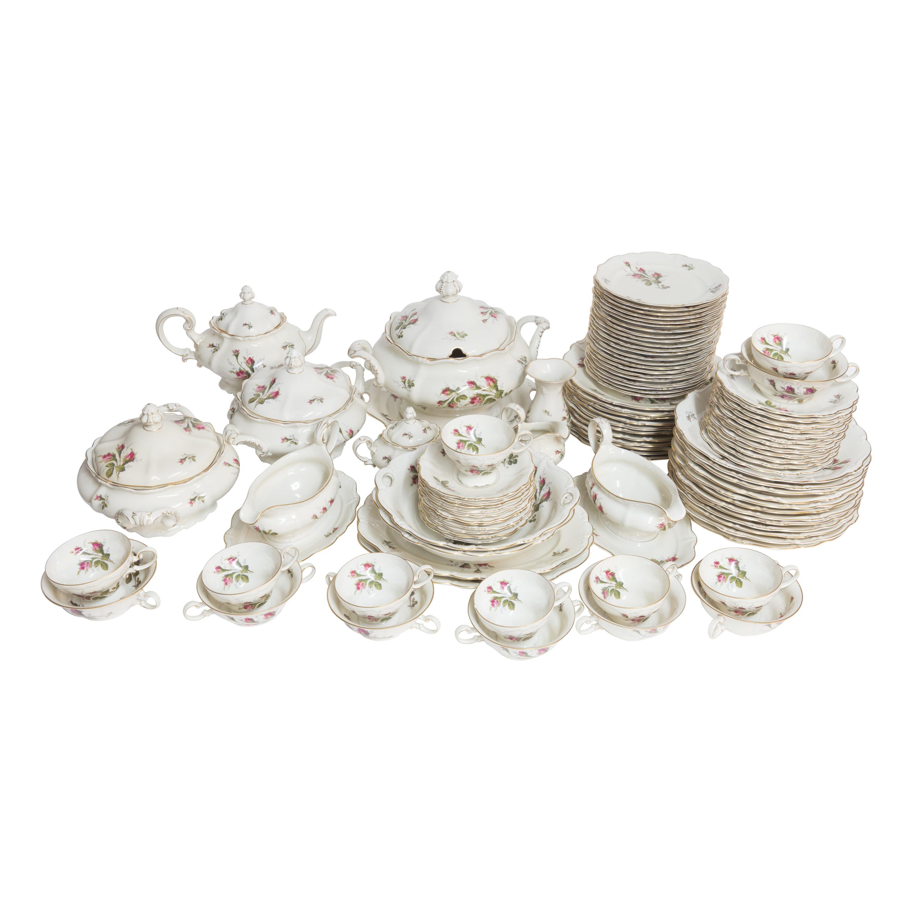 110 Piece Midcentury Rosenthal Pompadour Porcelain Dinner Service Set