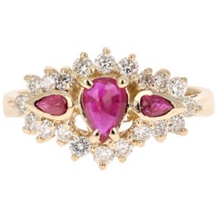  1.10 Ruby Diamond 14 Karat Yellow Gold Ring