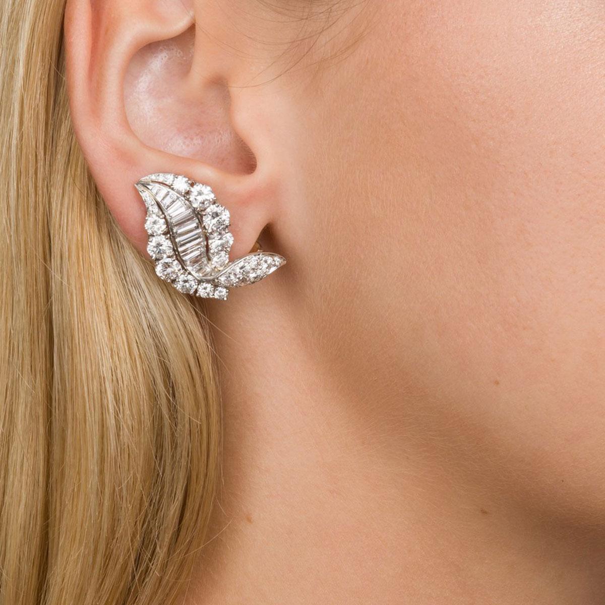 11.00 Carat Diamond Swirl Cocktail Day Night Ear Clips For Sale 8