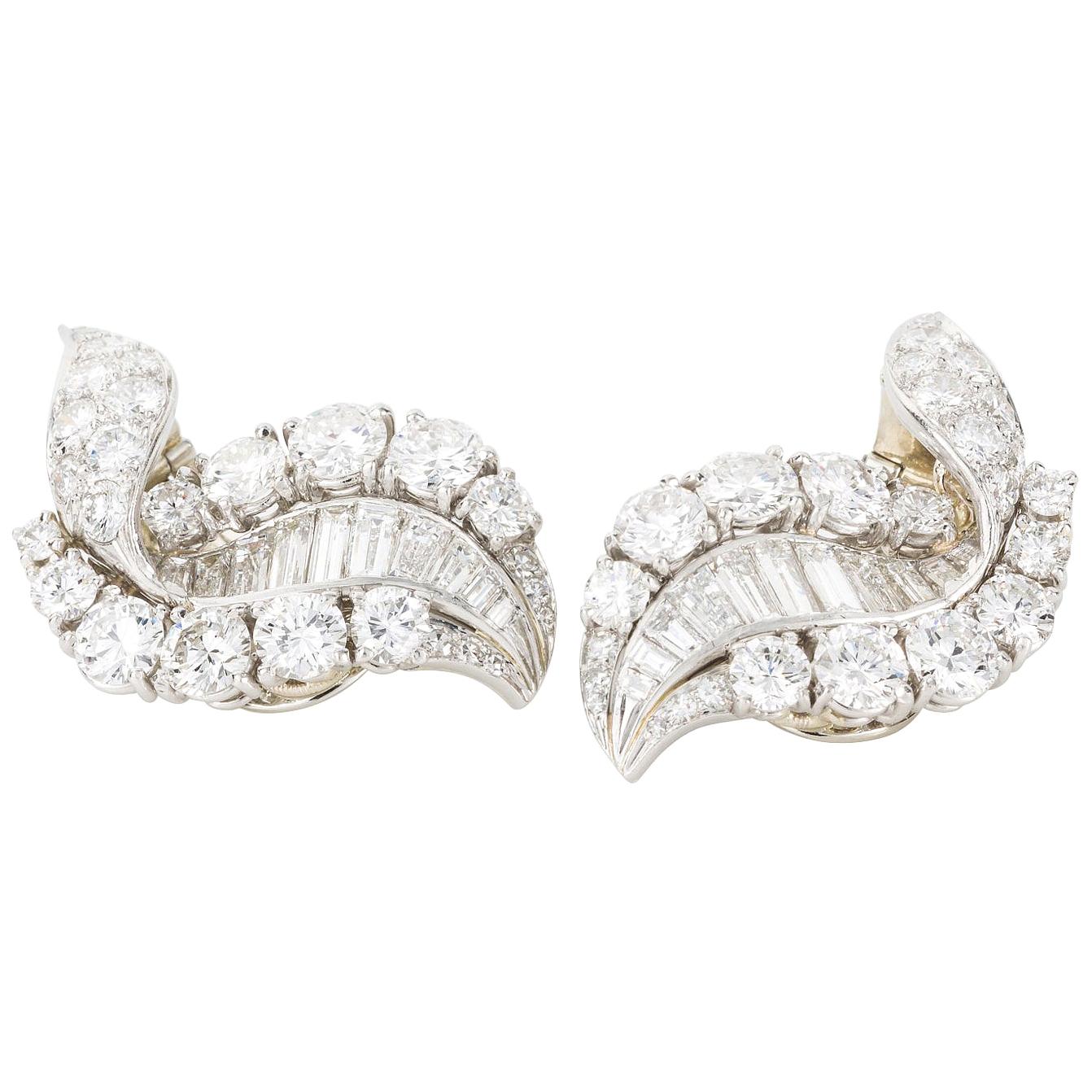 11.00 Carat Diamond Swirl Cocktail Day Night Ear Clips For Sale