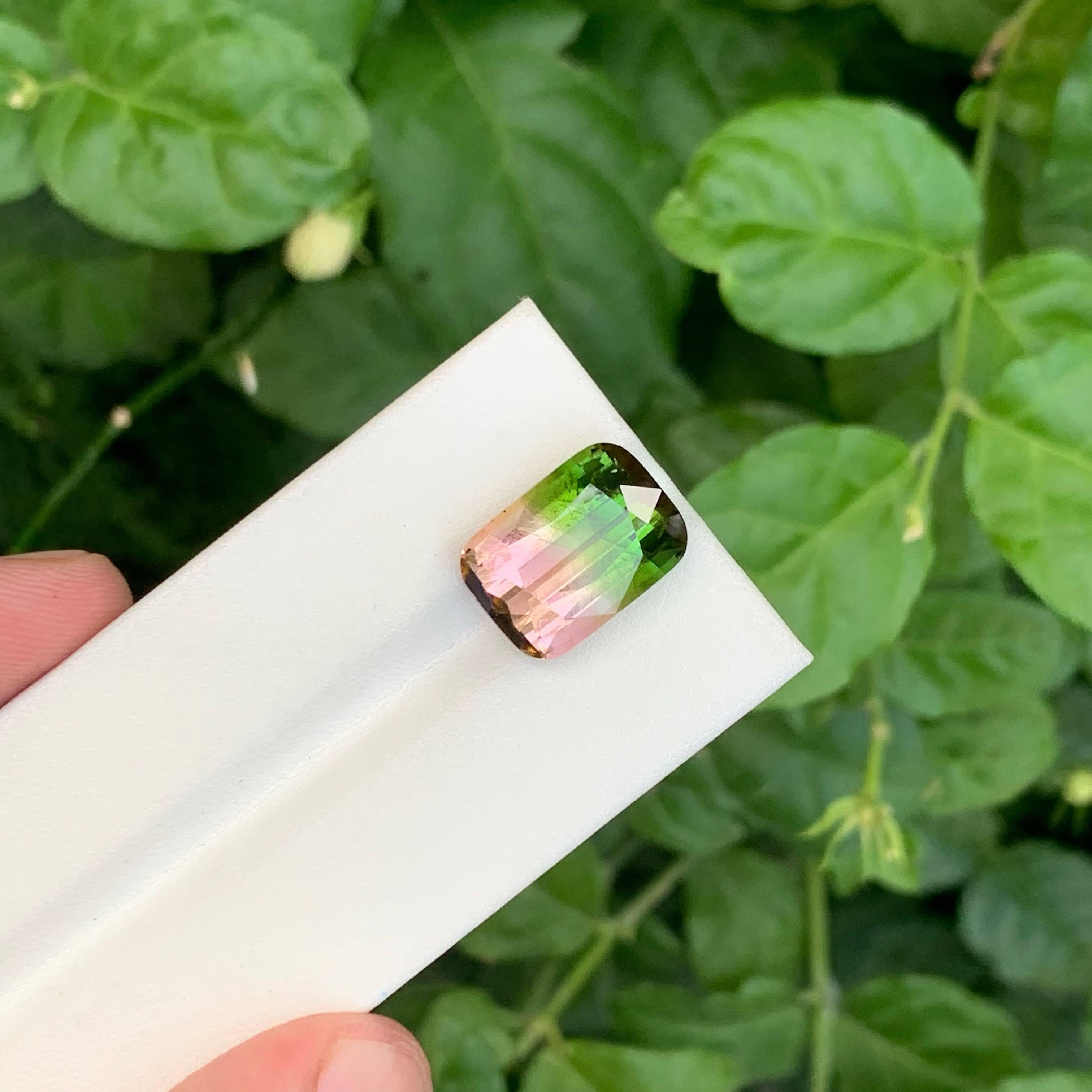 11.00 Carat Natural Loose Bi Color Tourmaline Stone Cushion Cut Afghan Gemstone For Sale 6