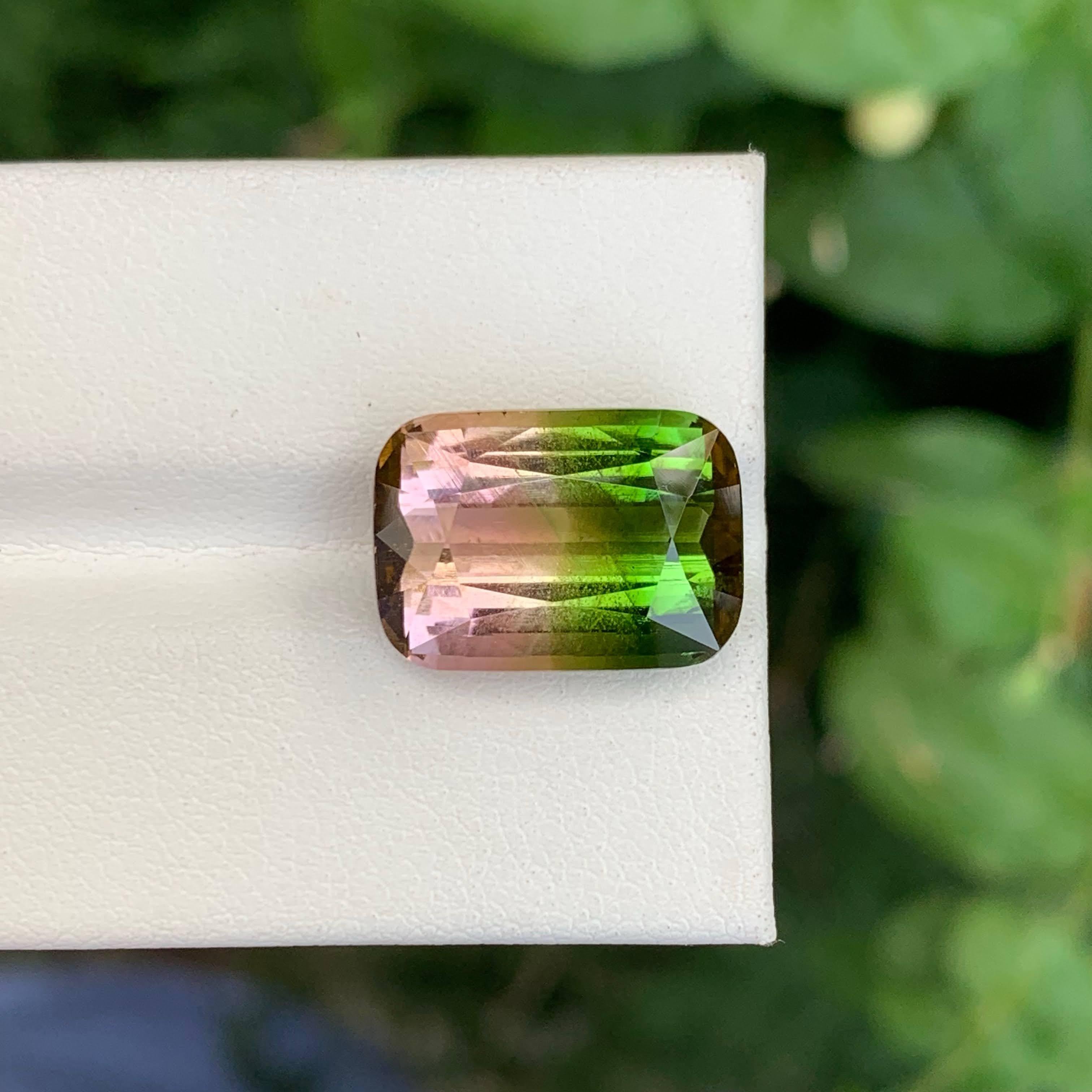 11.00 Carat Natural Loose Bi Color Tourmaline Stone Cushion Cut Afghan Gemstone For Sale 2
