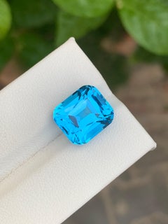 11.00 Carat Natural Loose Swiss Blue Topaz Cushion Cut Gemstone