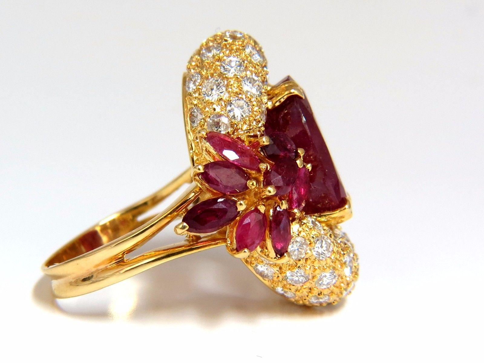 Oval Cut 11.00 Carat Natural Oval Red Ruby Diamonds Cocktail Ring 14 Karat For Sale