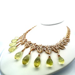 11.00 Carat Round Brilliant Diamond 18 Karat Yellow Gold Statement Necklace