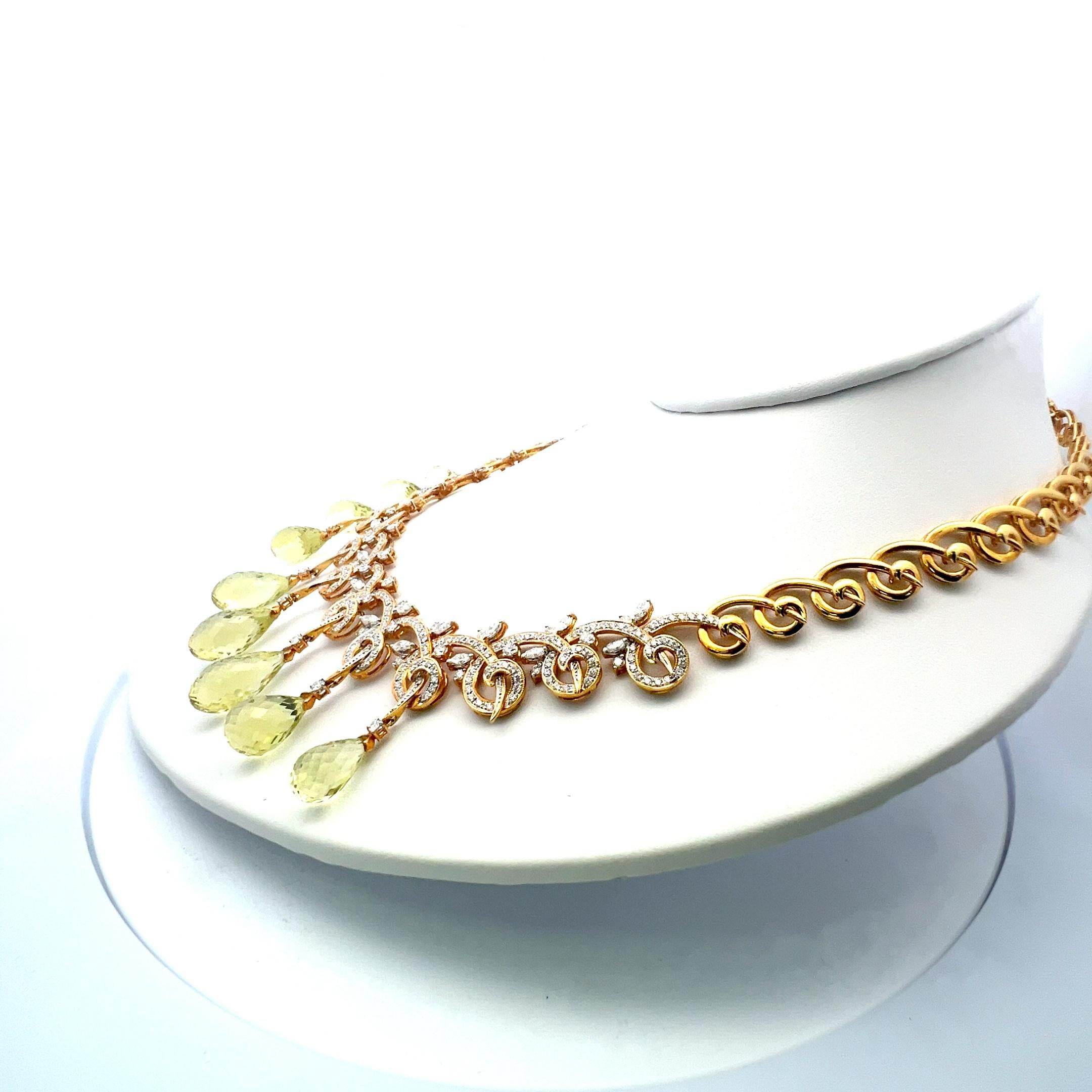 11.00 Carat Round Brilliant Diamond 18 Karat Yellow Gold Statement Necklace (Collier en or jaune 18 carats) en vente 2