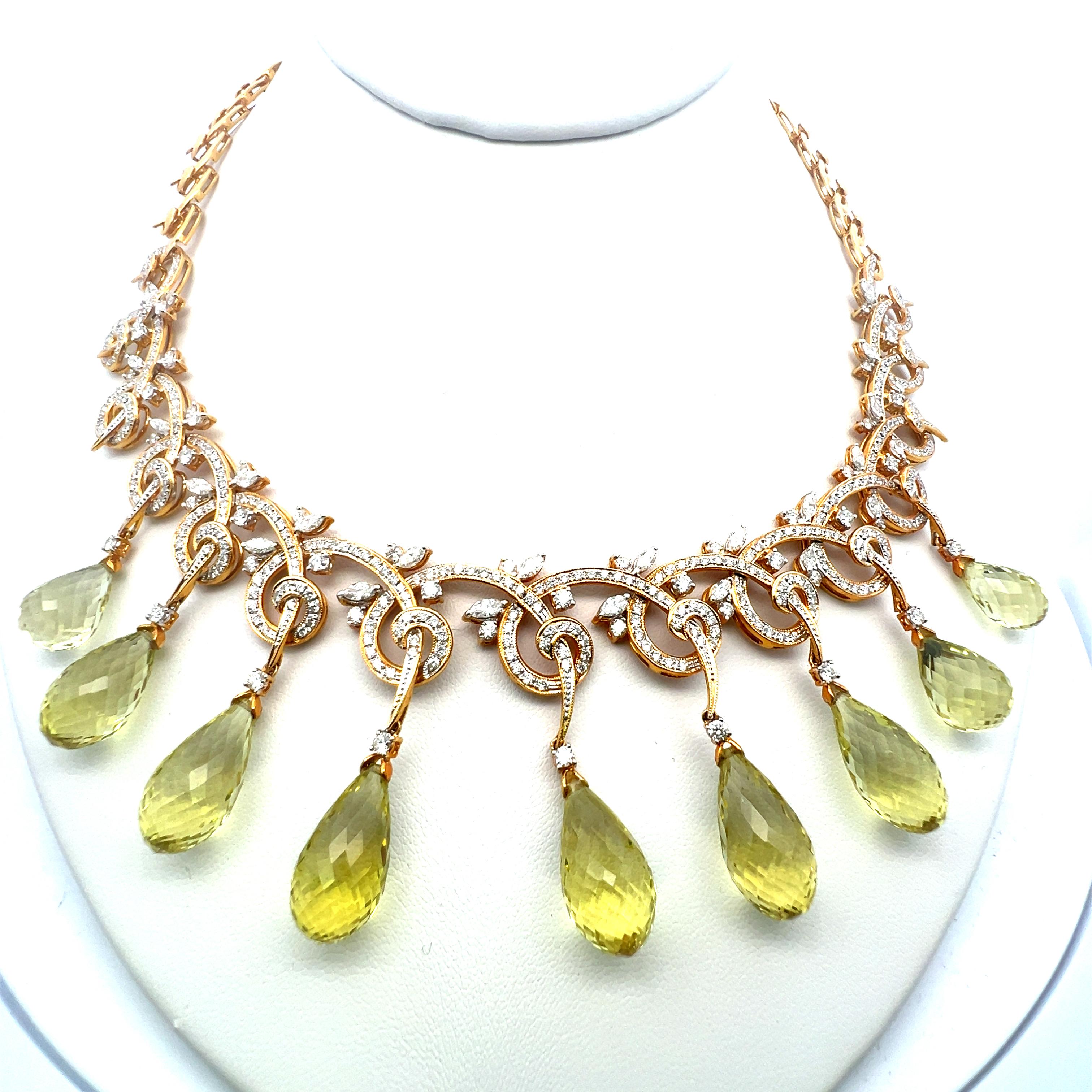 11.00 Carat Round Brilliant Diamond 18 Karat Yellow Gold Statement Necklace (Collier en or jaune 18 carats) en vente 4