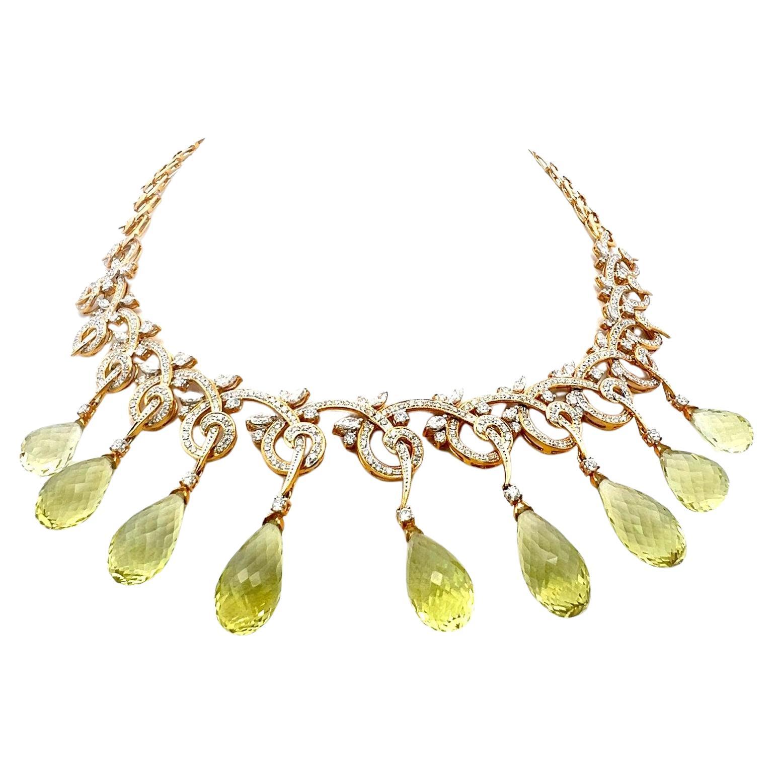 11.00 Carat Round Brilliant Diamond 18 Karat Yellow Gold Statement Necklace (Collier en or jaune 18 carats)