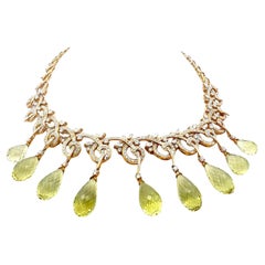 11,00 Karat Runder Brillant Diamant 18 Karat Gelbgold Statement-Halskette