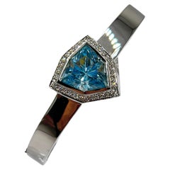 11.00 CT Fantasy Cut Aquamarine and Diamond Bracelet 14 KT white gold