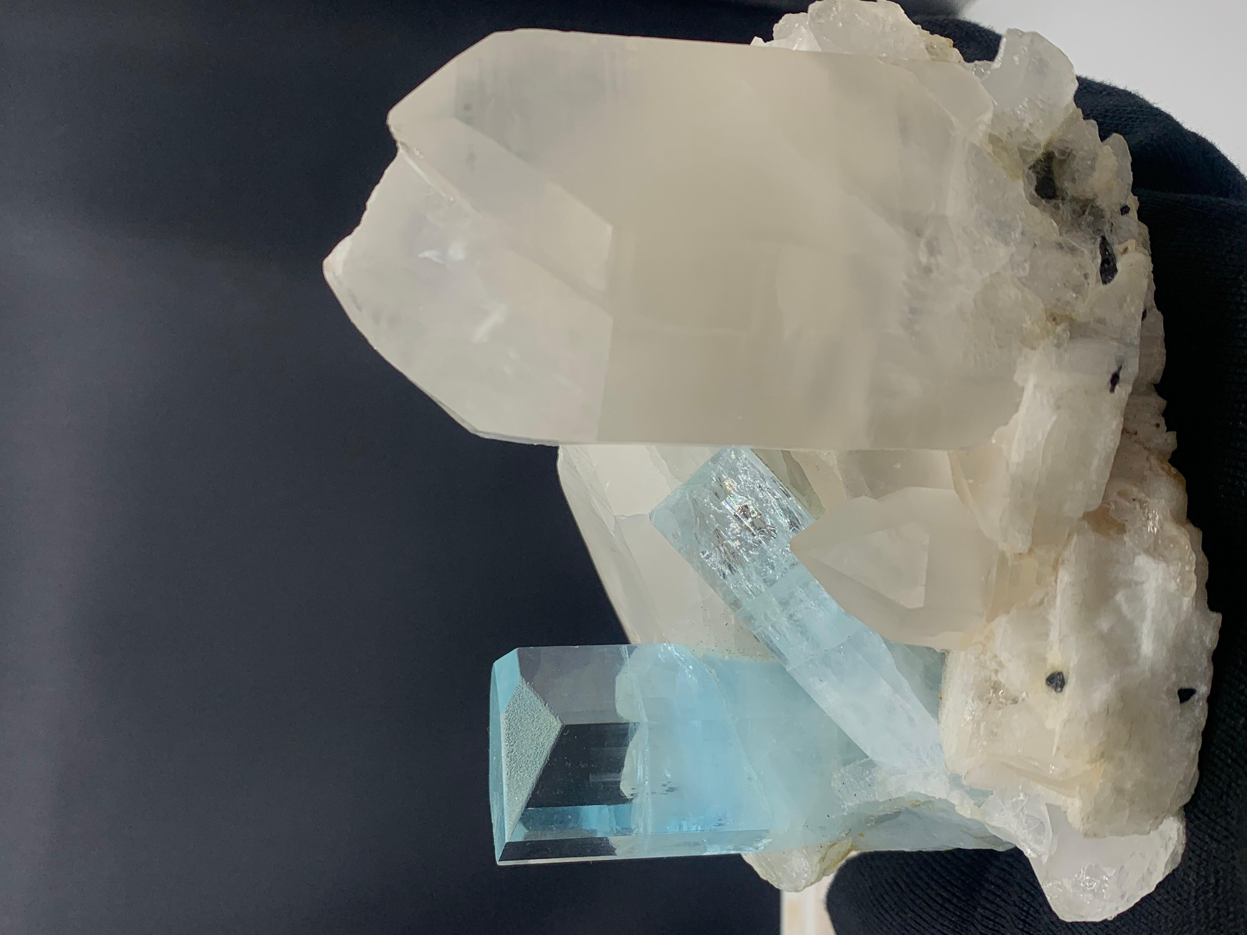 Pakistani 1100 Plus Gram Magnificent Aquamarine Repair Specimen with Quartz from Pakistan For Sale