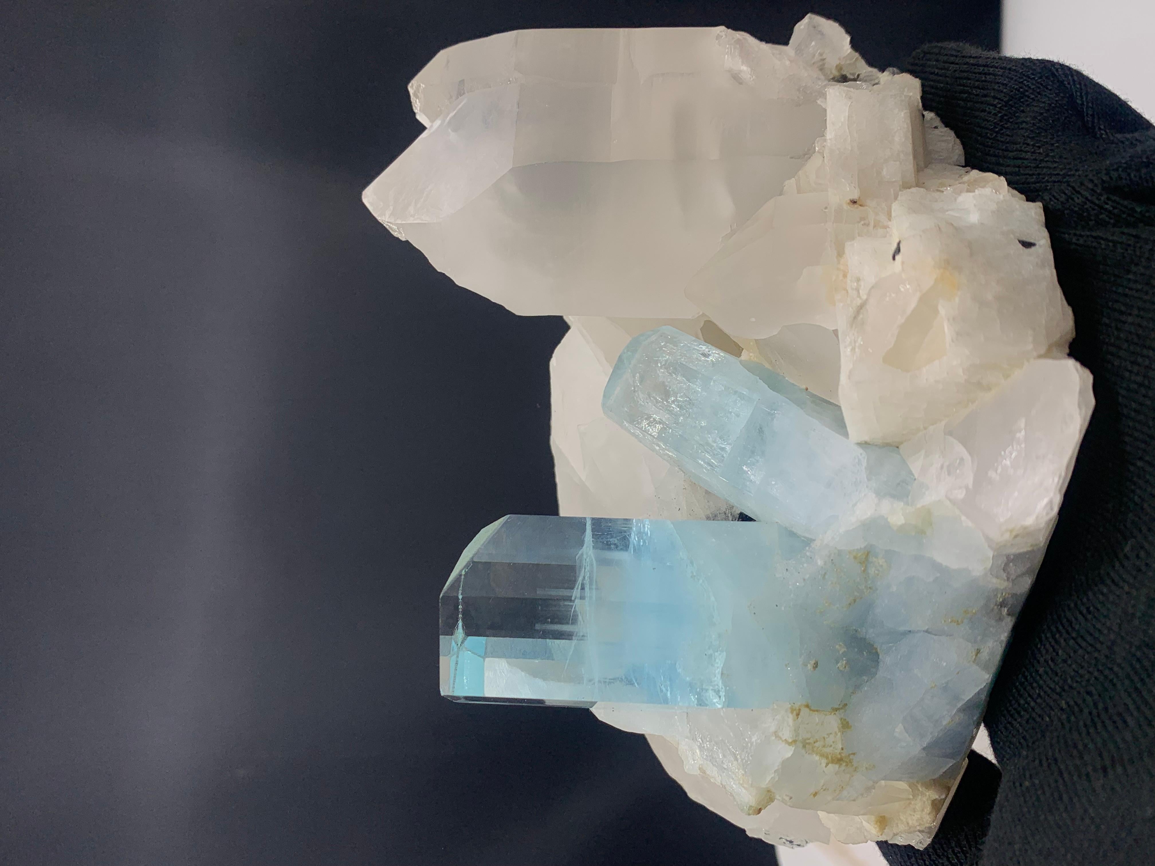 18th Century and Earlier 1100 Plus Gram Magnificent Aquamarine Repair Specimen with Quartz from Pakistan For Sale