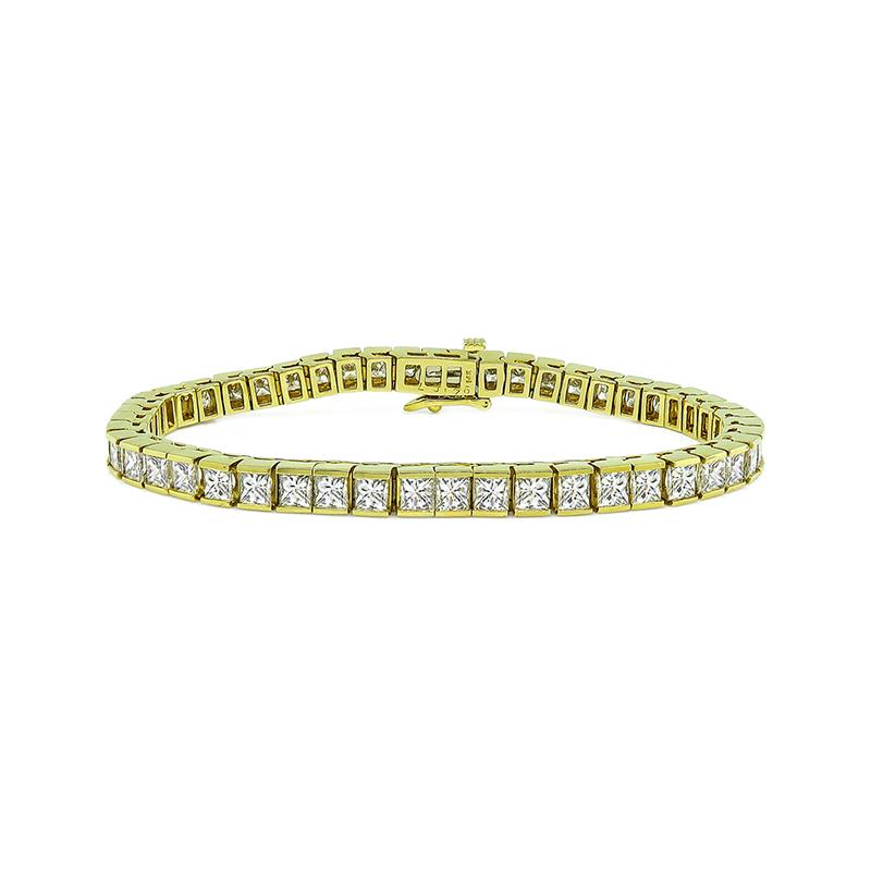 Princess Cut 11.00 Carat Diamond Gold Bracelet