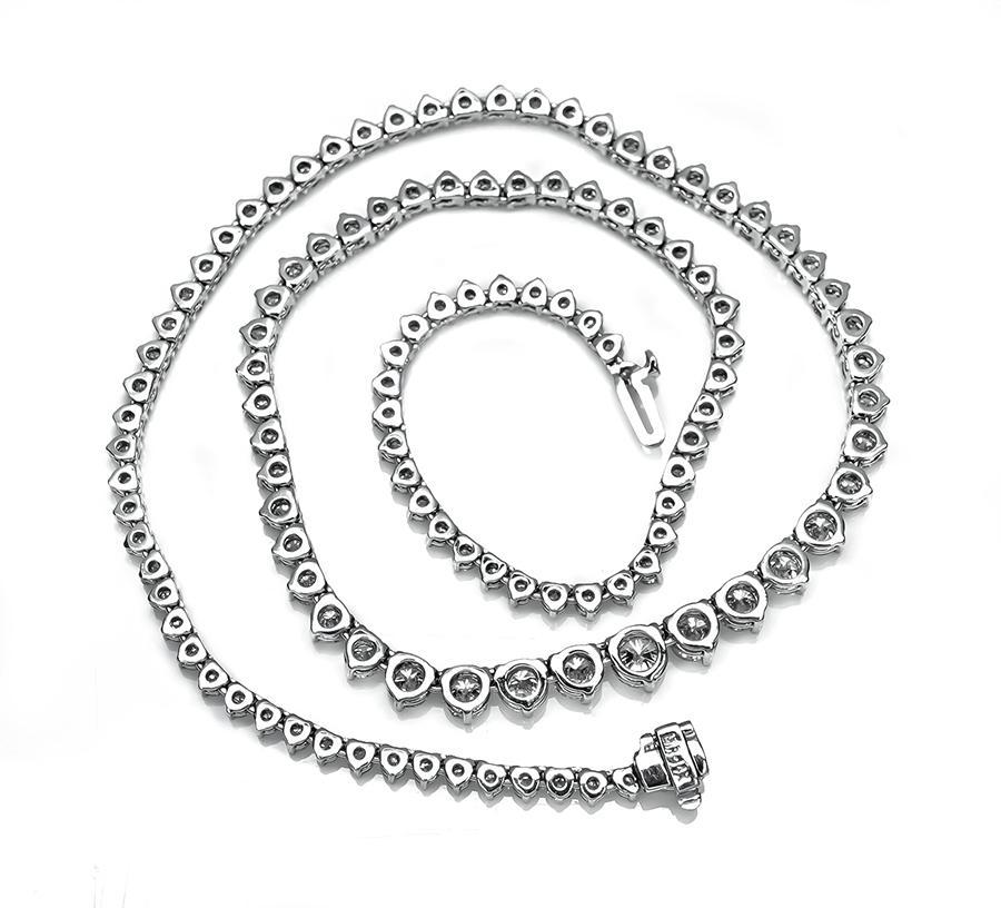 11.00ct Diamond Tennis Necklace In Good Condition For Sale In New York, NY