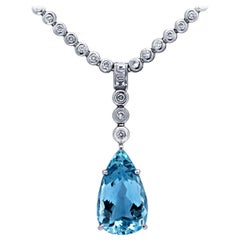 11.01 Carat Aquamarine and Diamond Drop Necklace