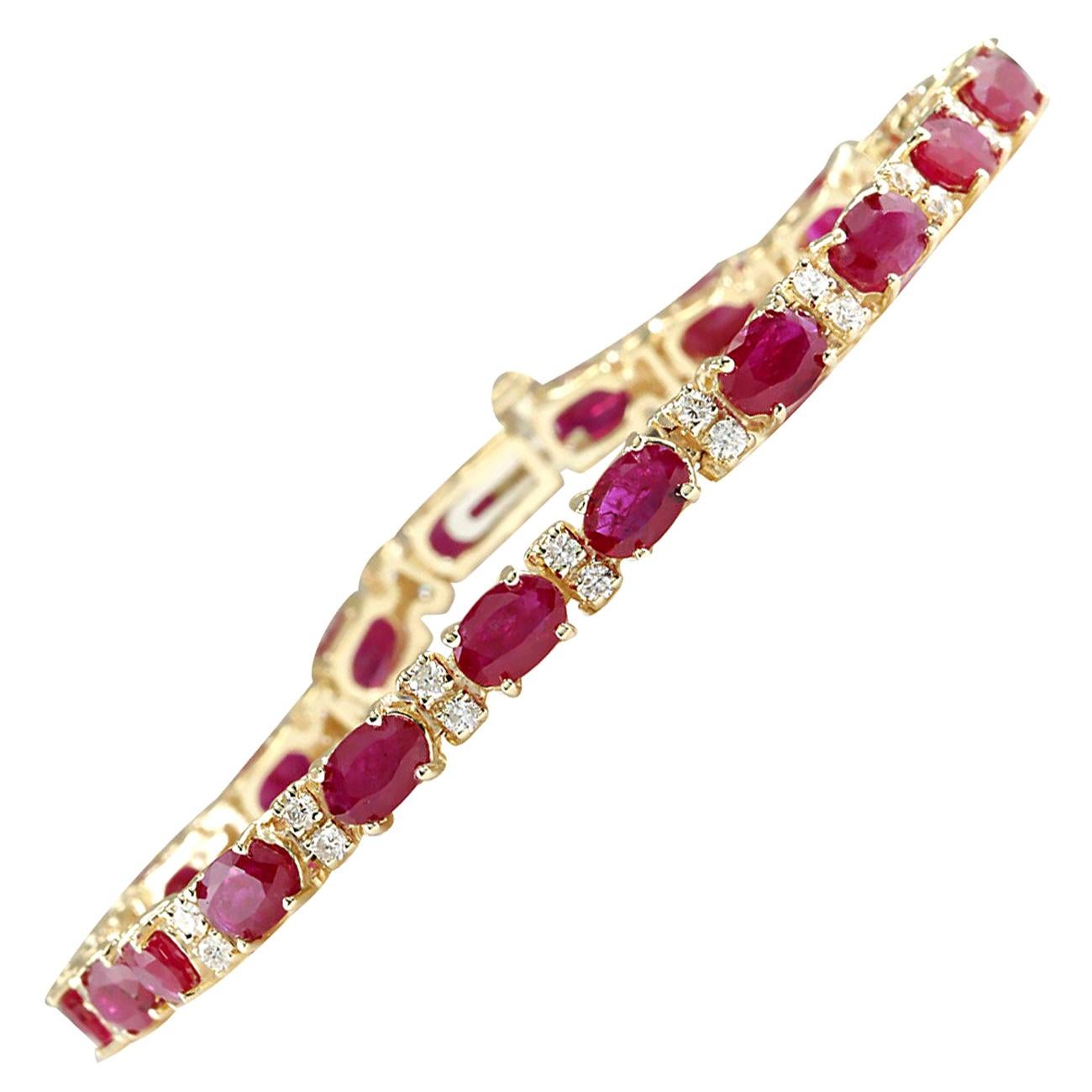 11.01 Carat Natural Ruby 18 Karat Yellow Gold Diamond Bracelet