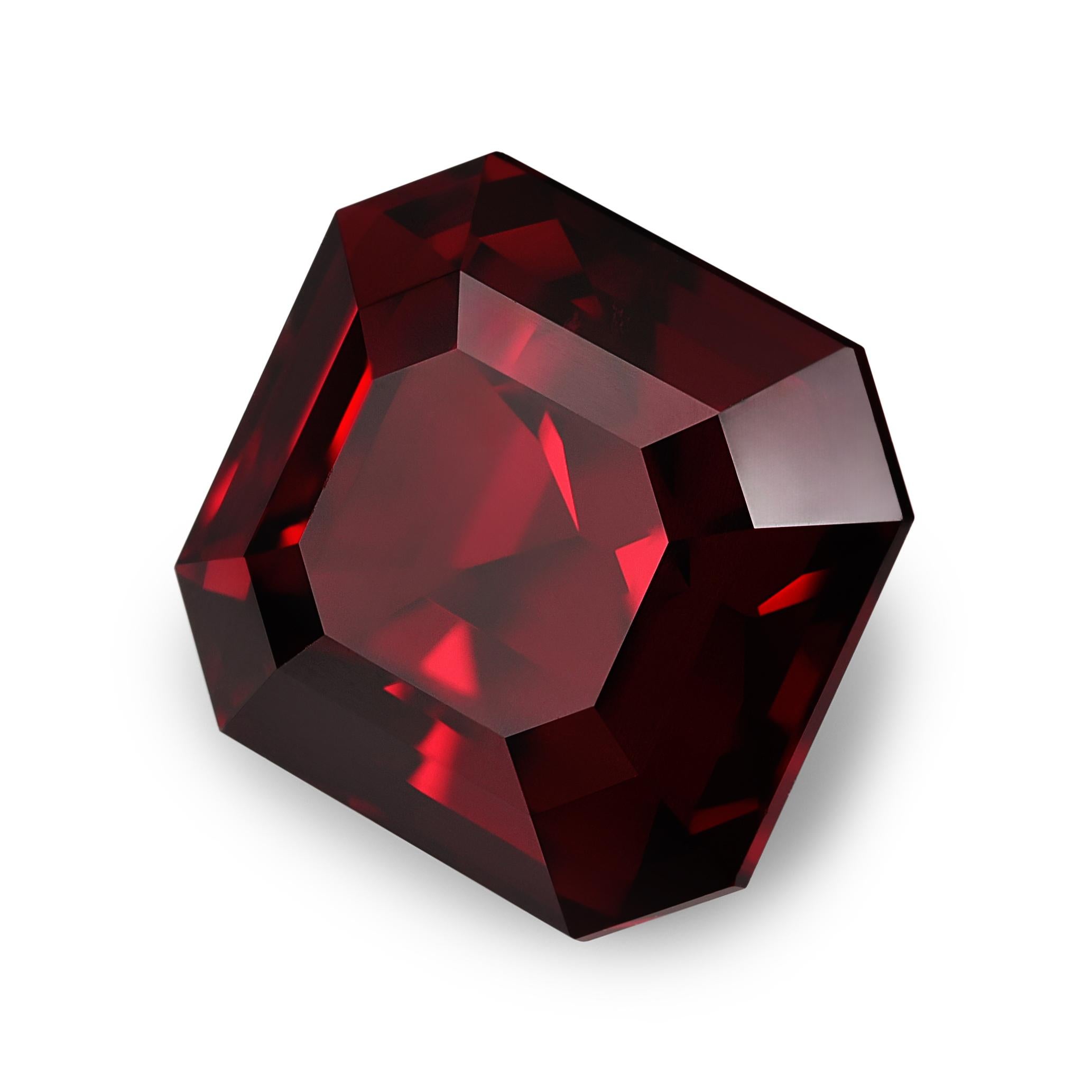 Embark on a journey of discovery with this natural garnet, weighing 11.01 carats. Its octagon shape, measuring 12.21 x 11.50 x 8.95 mm, exudes timeless elegance. The Brilliant/Step cut enhances its brilliance and depth, complementing the gem's