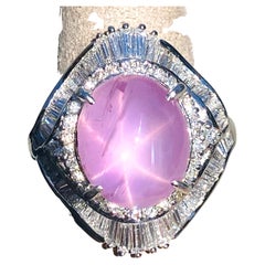 11.04 Carat Pink Star Sapphire Diamond Platinum Ring