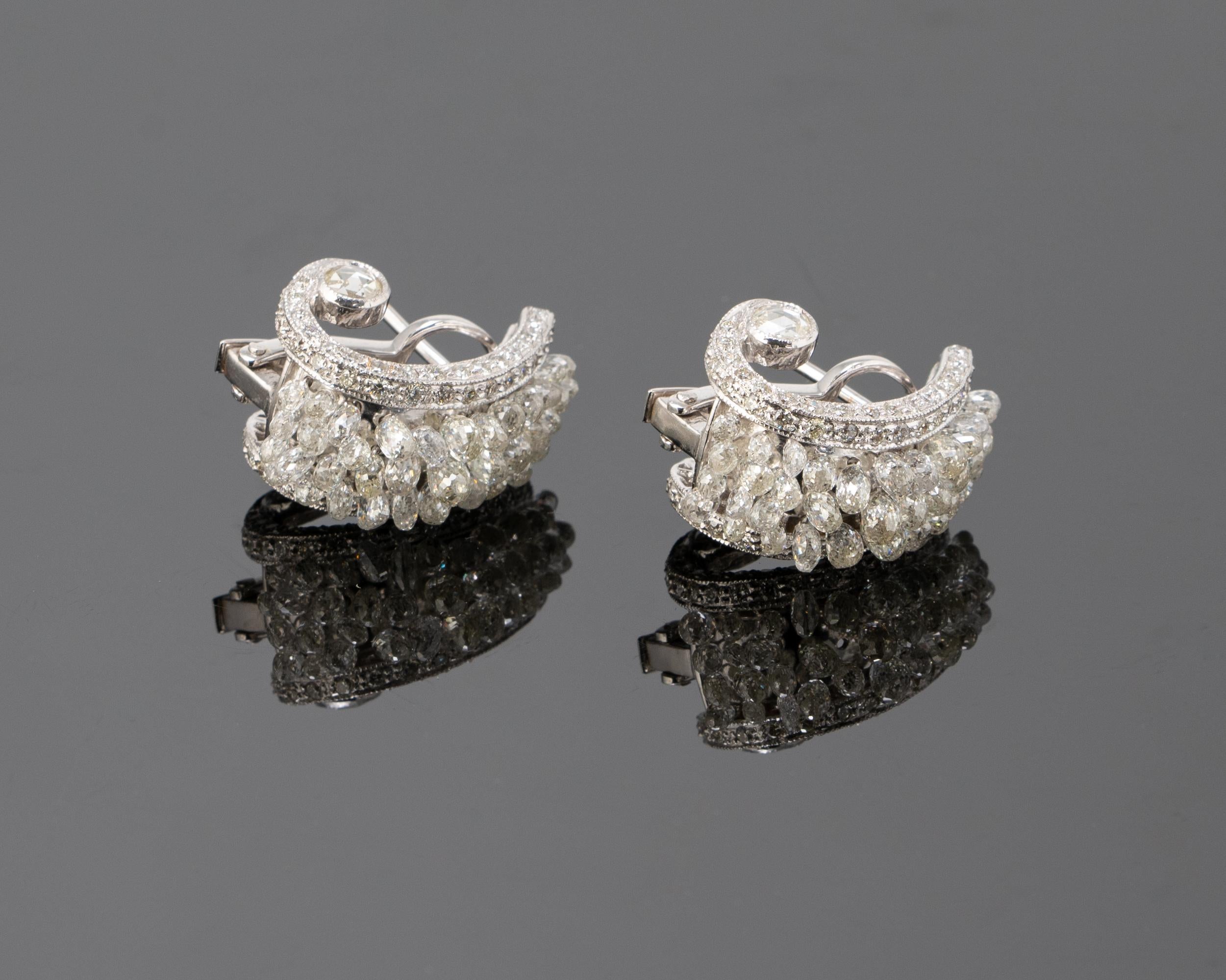 Orecchini a clip con diamante da 11,05 carati e oro da 18 carati in vendita 2