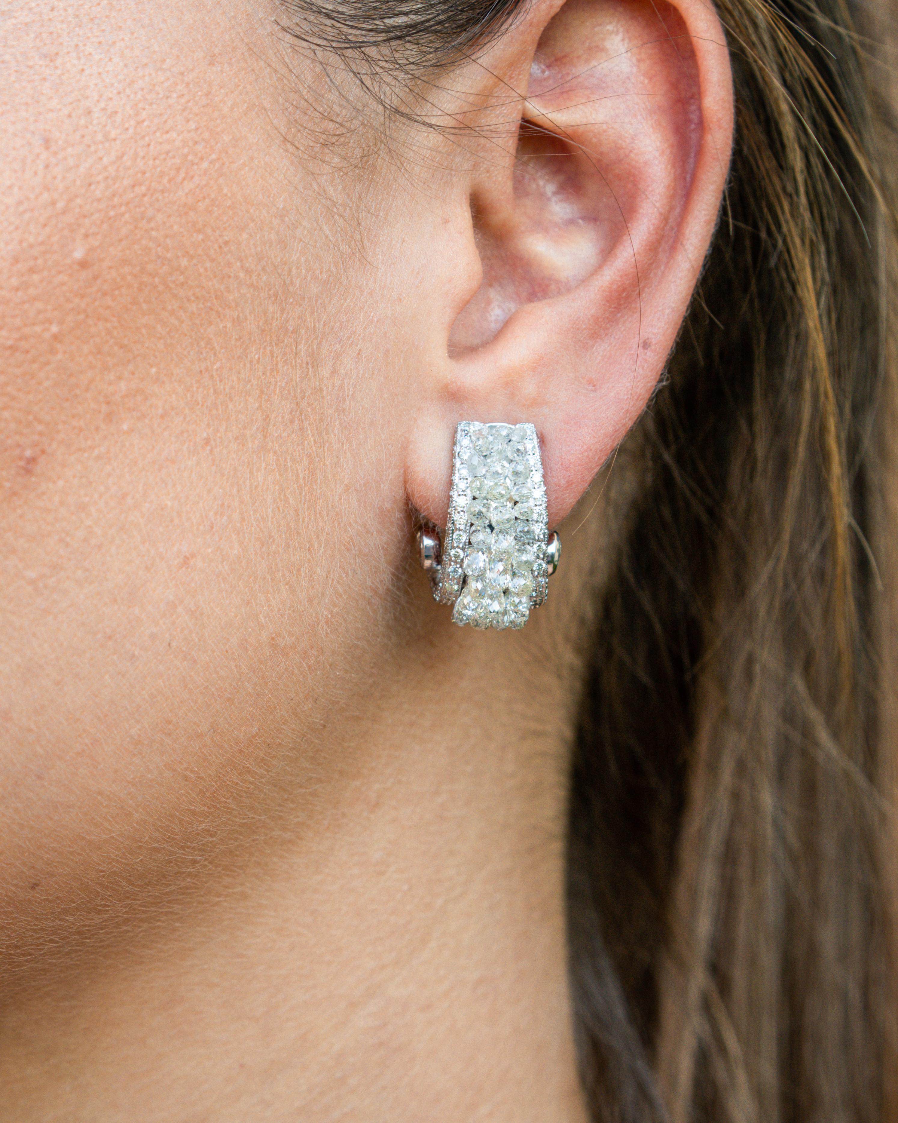 11,05 Karat Diamant Briollete und 18 Karat Gold Clip-On-Ohrringe im Zustand „Neu“ im Angebot in Bangkok, Thailand