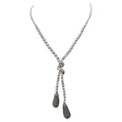 11.05 Carat Diamond Lariat White Gold Necklace