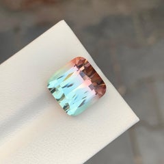 11.05 Carat Excellent Faceted Bi Colour Tourmaline Square Shape Gemstone
