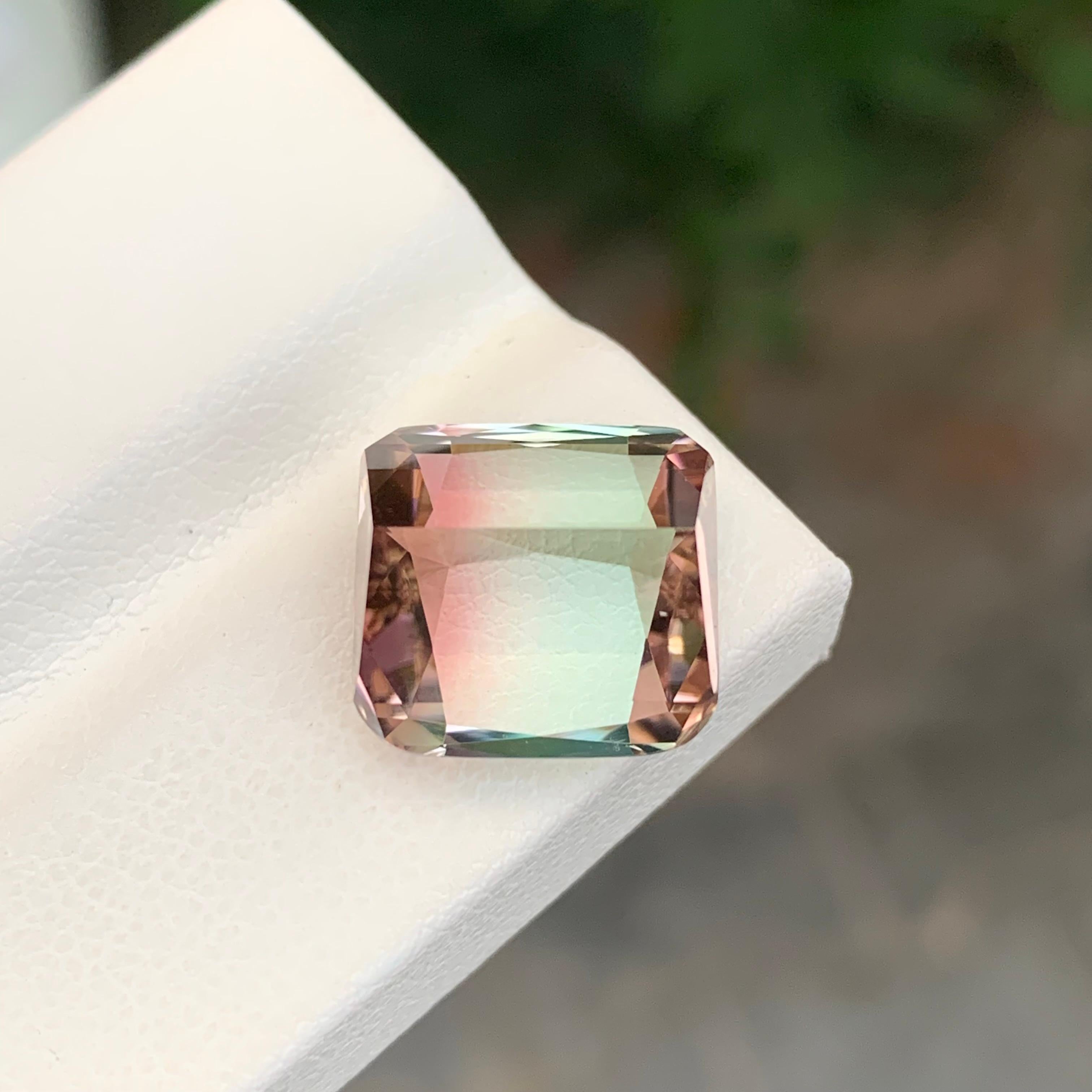 11.05 Carat Excellent Faceted Bi Colour Tourmaline Square Shape Gemstone (pierre précieuse de forme carrée en tourmaline bicolore) Neuf - En vente à Peshawar, PK