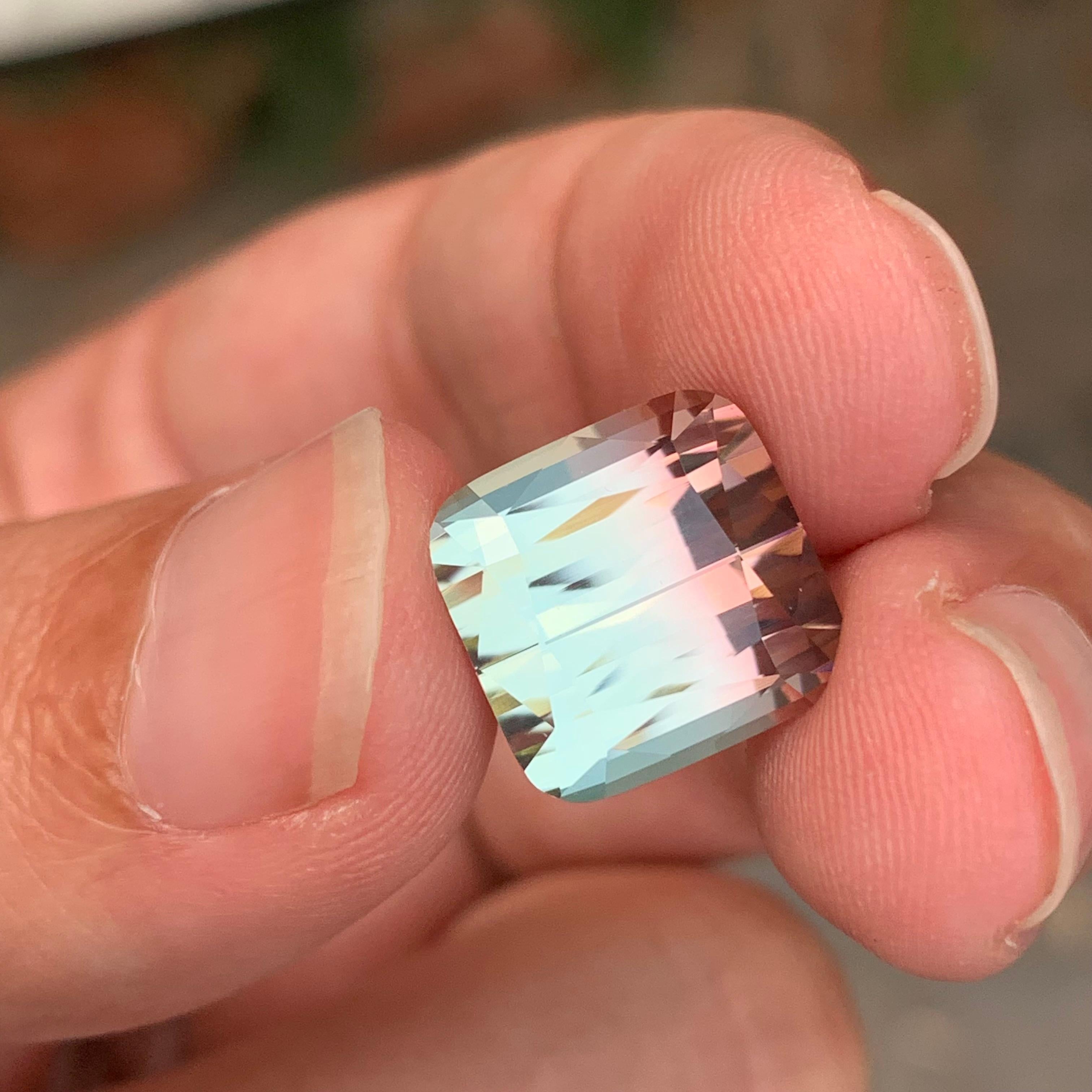 11.05 Carat Excellent Faceted Bi Colour Tourmaline Square Shape Gemstone (pierre précieuse de forme carrée en tourmaline bicolore) en vente 2