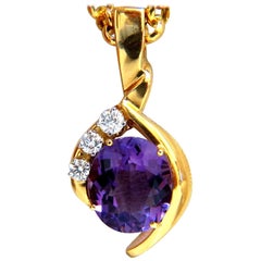 11.05 Carat Natural Oval Amethyst Diamonds Necklace 14 Karat Vivid Purple