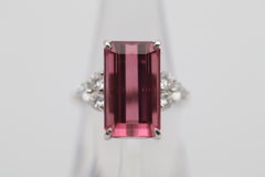 11.05 Carat Pink Tourmaline Diamond Platinum Ring