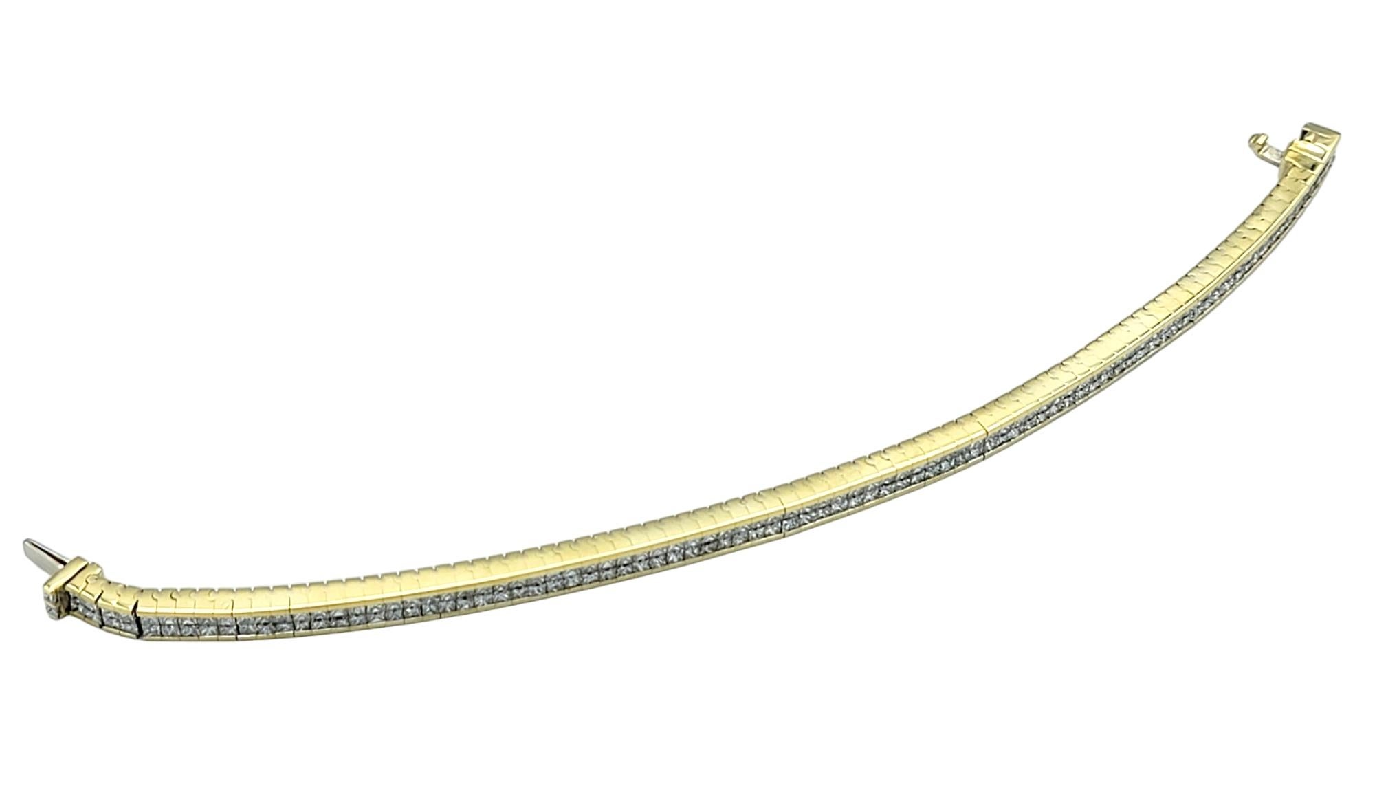 11.05 Carat Total Princess Cut Diamond Double Row 18 Karat Gold Tennis Bracelet In Good Condition For Sale In Scottsdale, AZ