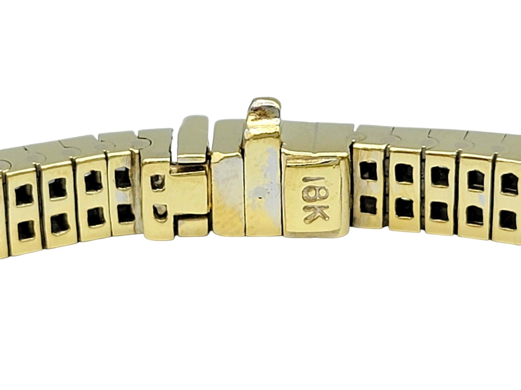 11.05 Carat Total Princess Cut Diamond Double Row 18 Karat Gold Tennis Bracelet For Sale 3