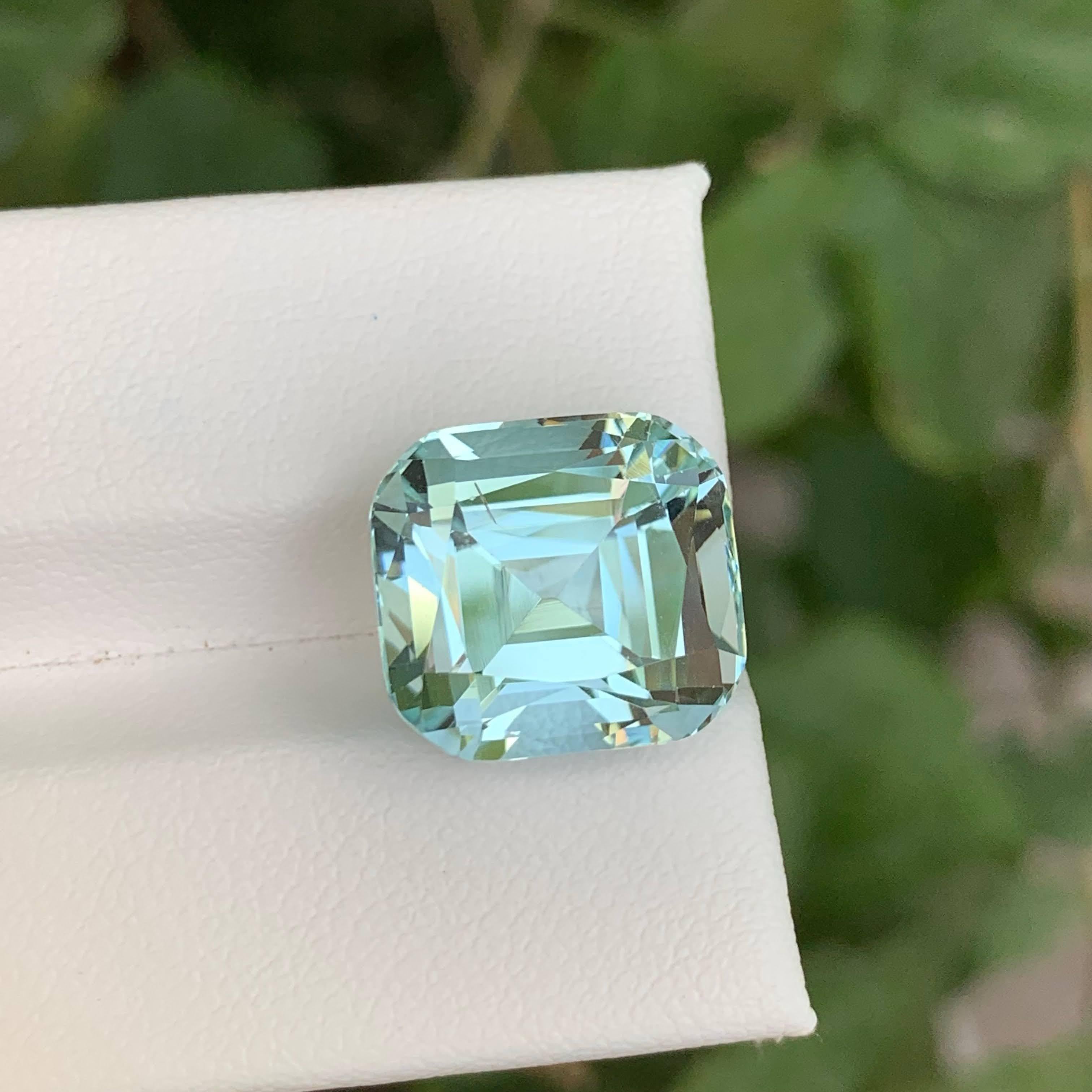 11.05 Loose Blue Aquamarine Stone Cushion Cut Natural Pakistani Gemstone For Sale 4