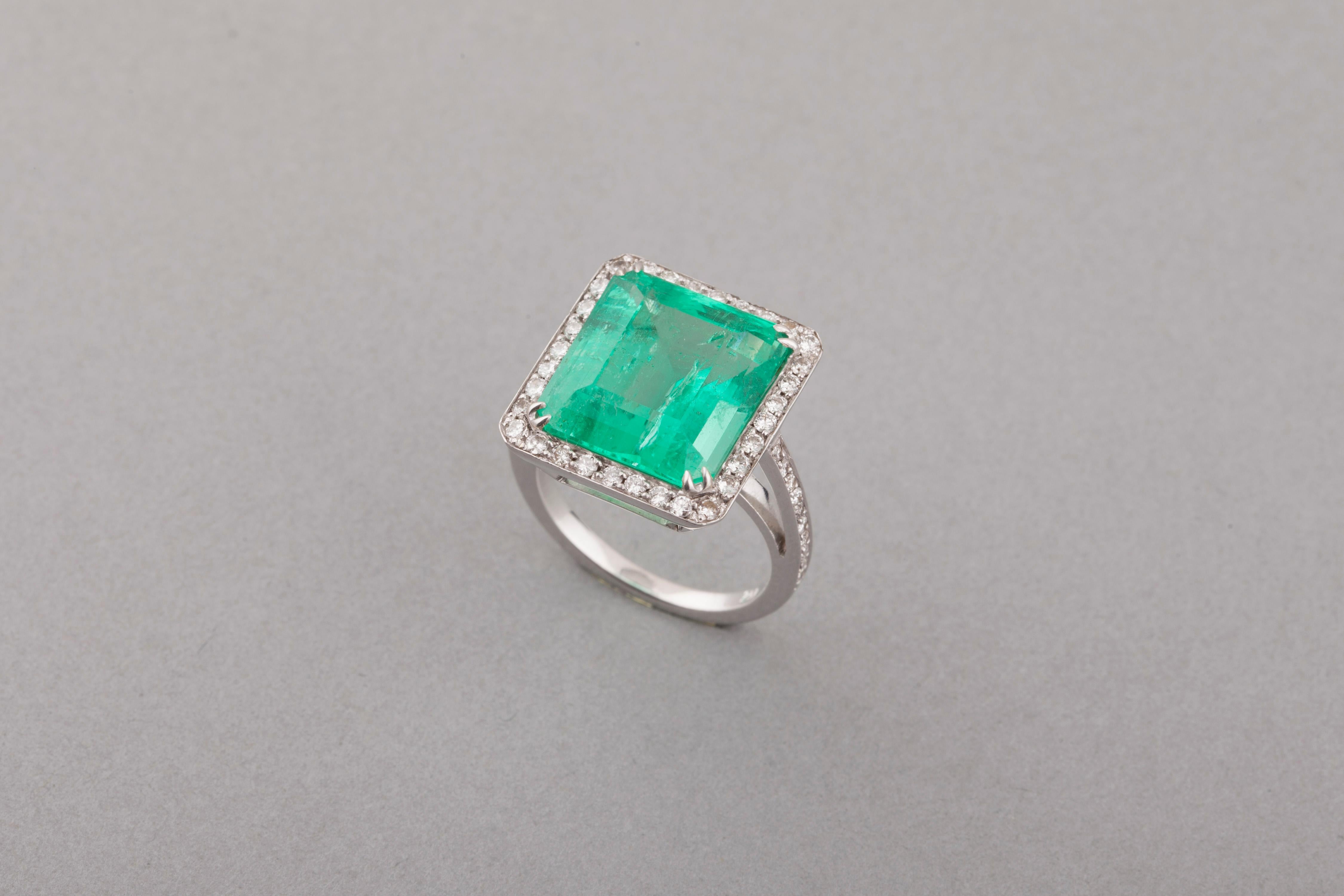11.06 Carat French Emerald Ring 6
