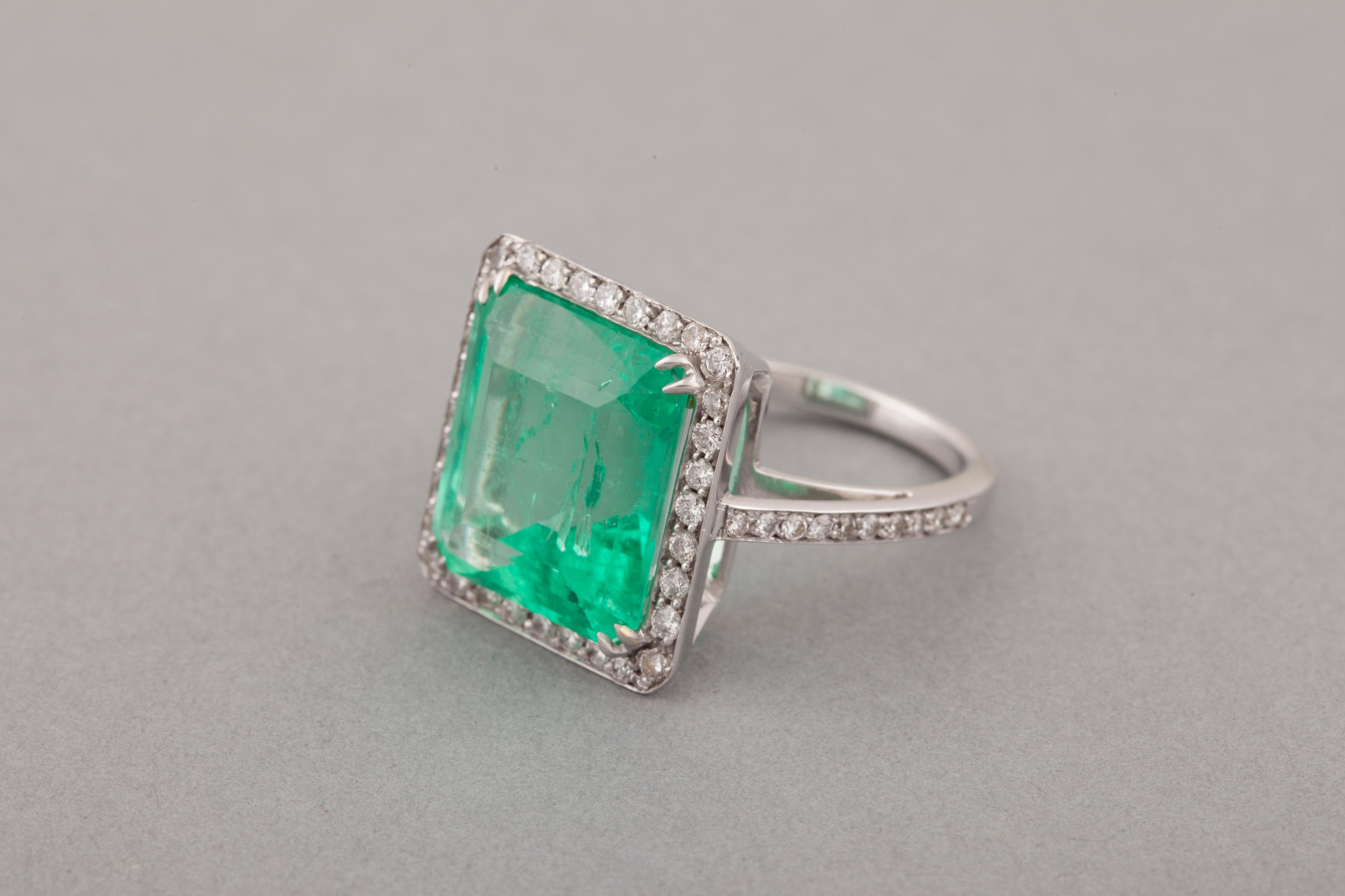 11.06 Carat French Emerald Ring 1