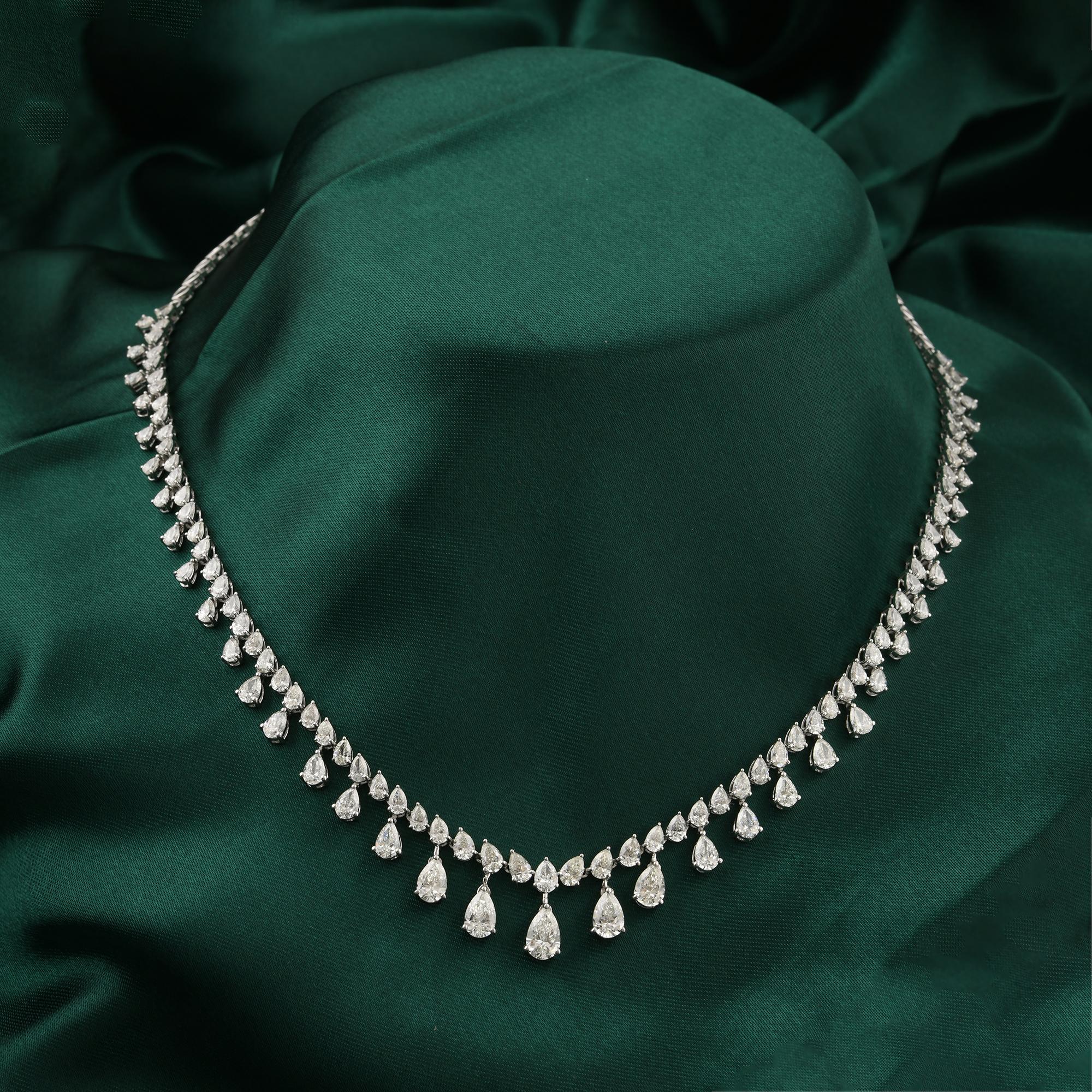 Moderno 11,06 carati SI Clarity HI Color Collana girocollo di diamanti in oro bianco 14 carati in vendita