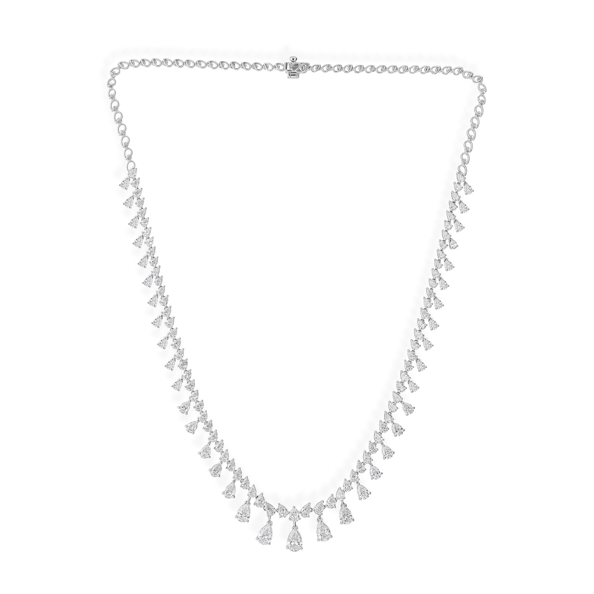 11,06 carati SI Clarity HI Color Collana girocollo di diamanti in oro bianco 14 carati in vendita 1