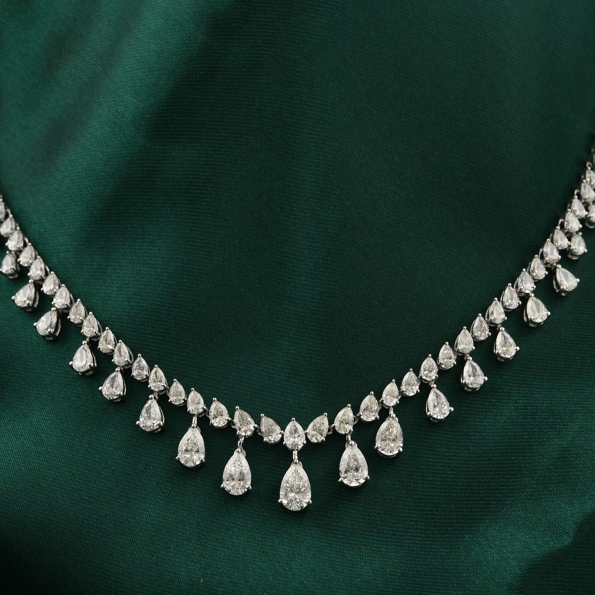 11.06 Carat SI Clarity HI Color Diamond Drop Choker Necklace 18 Karat White Gold Pour femmes en vente