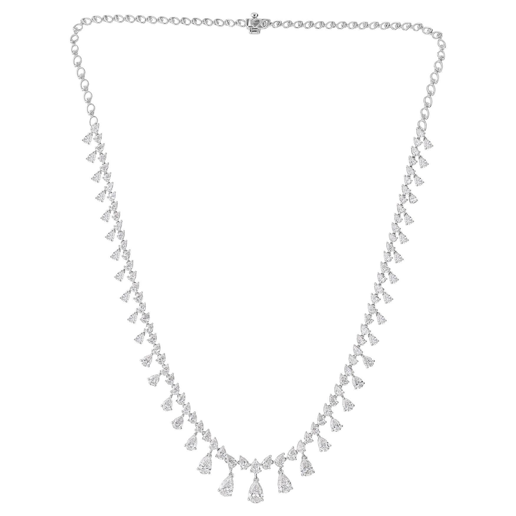 11.06 Carat SI Clarity HI Color Diamond Drop Choker Necklace 18 Karat White Gold en vente