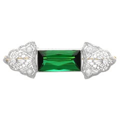11.06 Carat Tourmaline 0.18 Carat Diamond 14k Yellow Gold Brooch