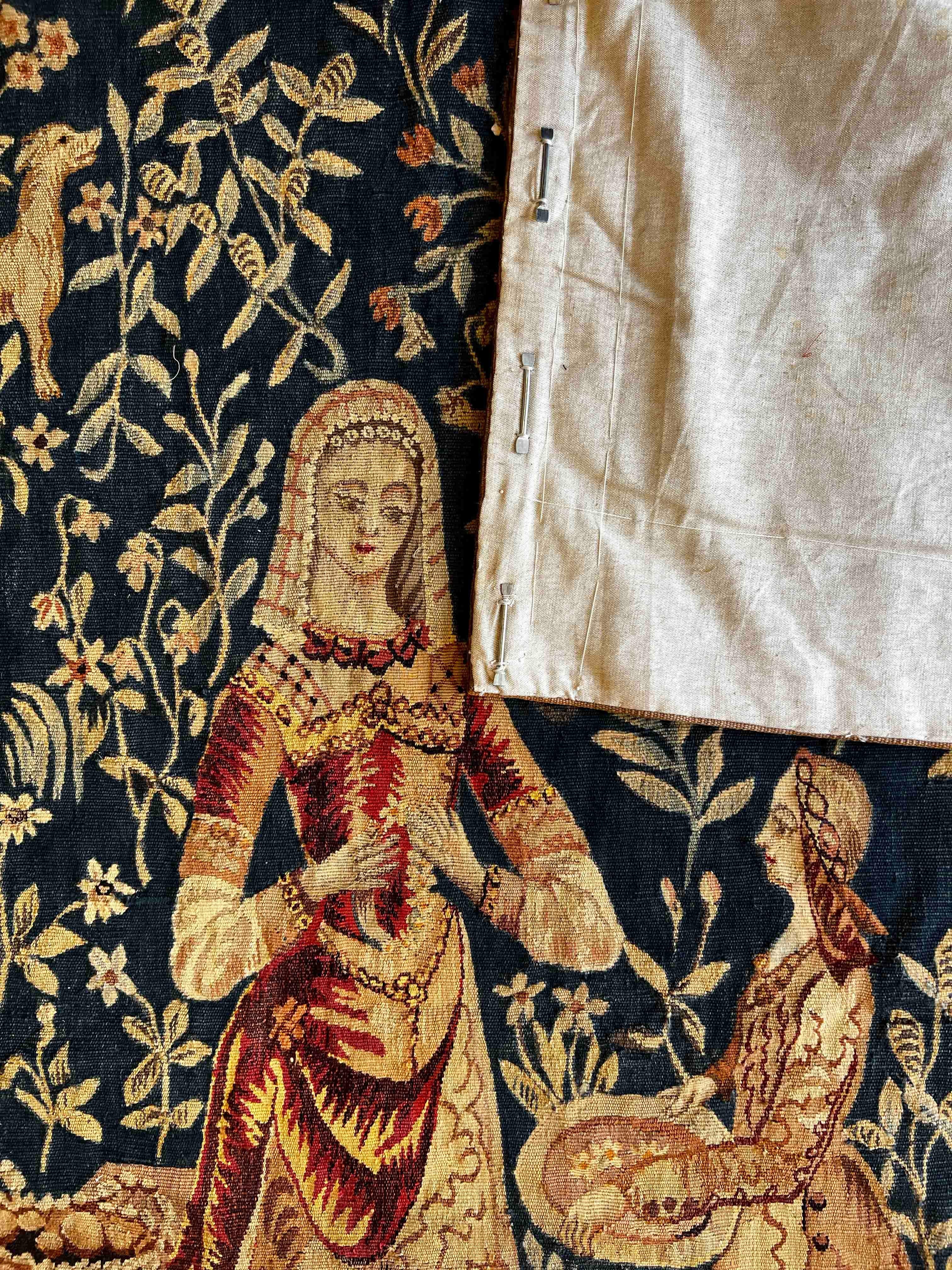 1107 - Aubusson Tapestry 19th Century Lady with the Unicorn For Sale 4