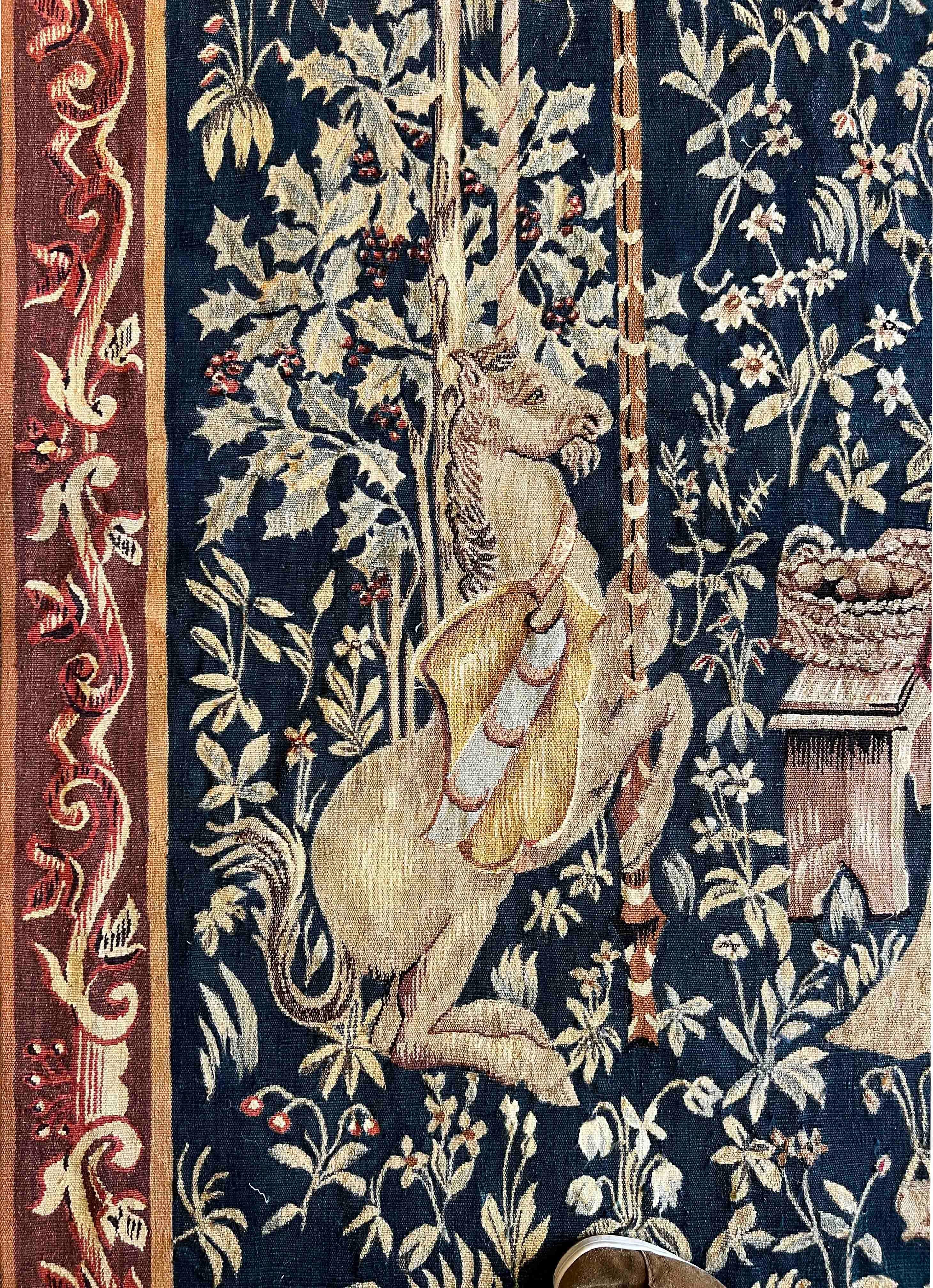 1107 - Aubusson Tapestry 19th Century Lady with the Unicorn For Sale 7